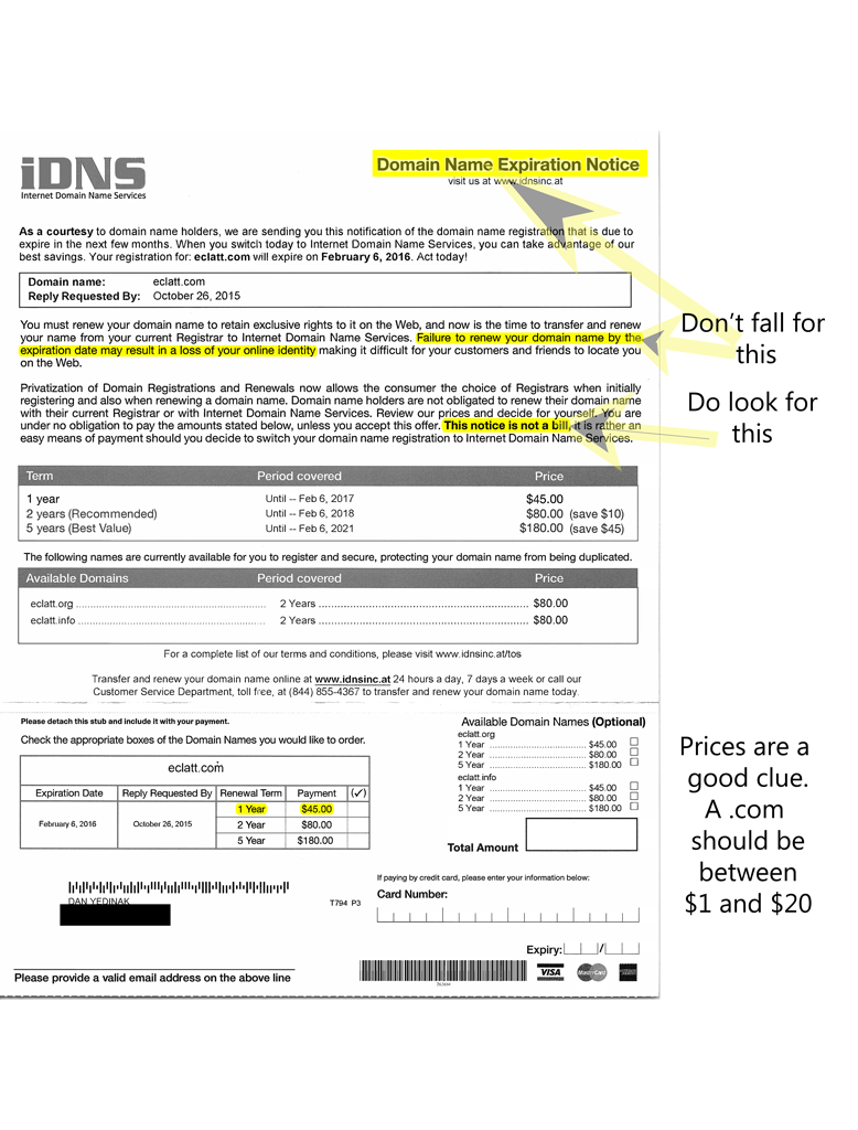 iDNS uses words like Domain Name Expiration and Failure to renew to trick you. Guard your Domain Name