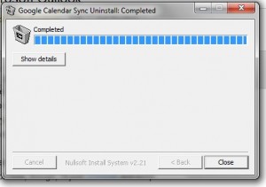 Google Calendar Sync Uninstall Completed