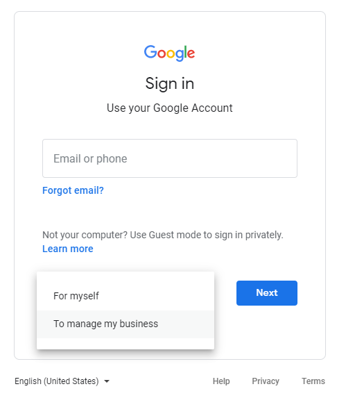 Sign in and access your business email